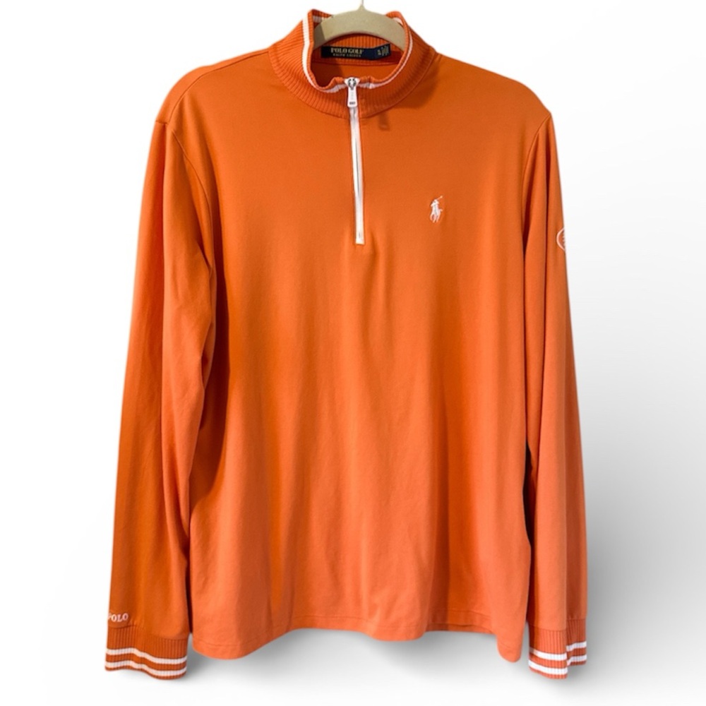 Polo Golf Ralph Lauren Men's Bright Orange Long Sleeve Quarter Zip Top XL